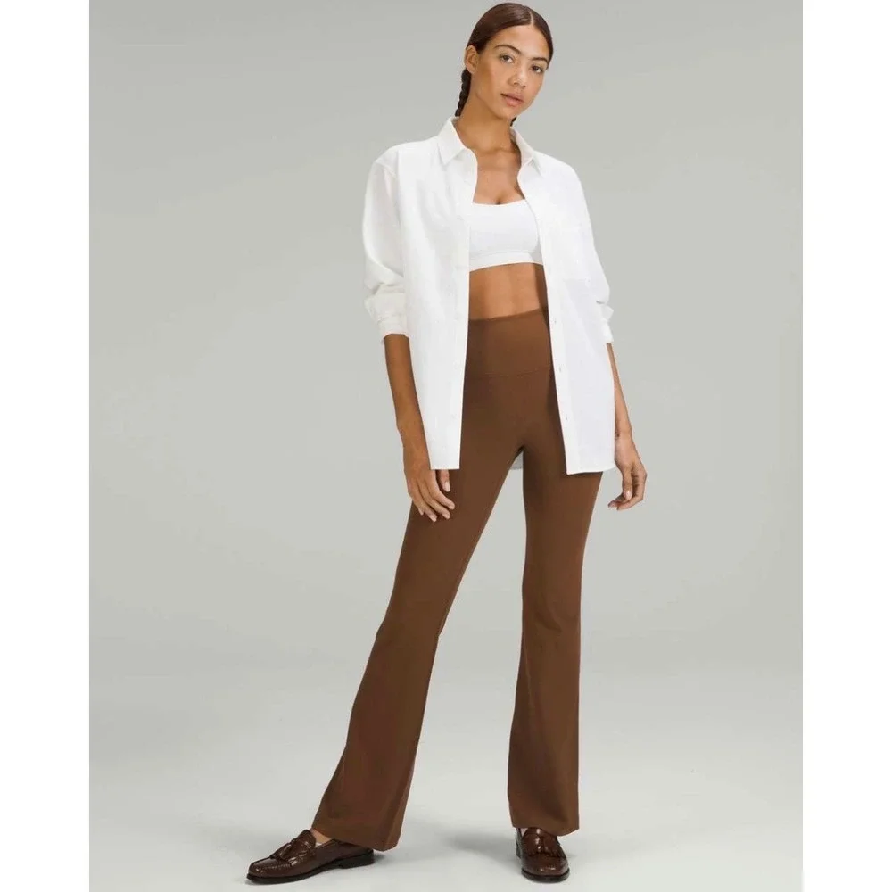 Lululemon Groove Super-High-Rise Flared Pant *Nulu Roasted Brown 10 Gym Athletic